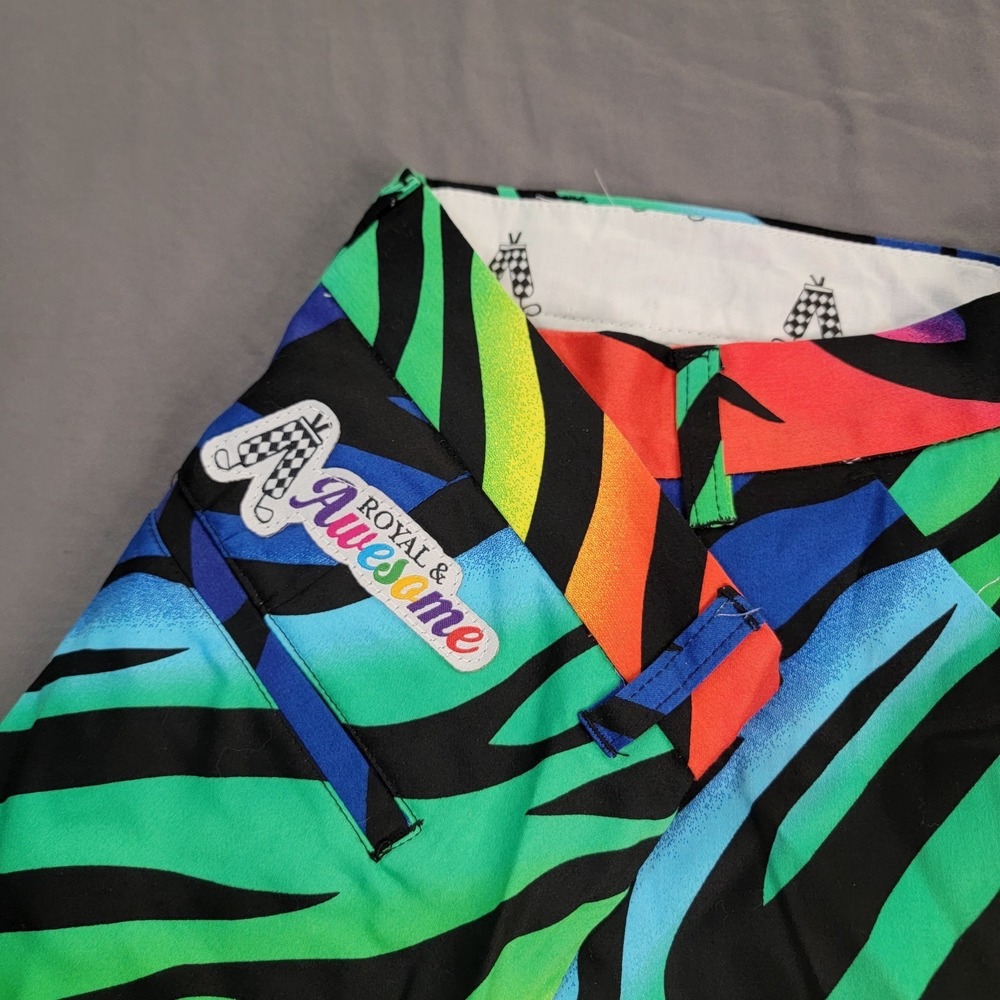 Royal & Awesome Golf Pants Men's 34x34 Rainbow Zebra All Over Print Wild Ones